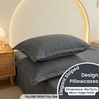 Dream Weaverz Cloud-Cotton King Size Striped Bedsheet with 2 Pillow Covers, 220 TC|Dark Grey