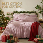 Dream Weaverz Jacquard Bedsheets King Size, 4-Piece Cotton Set Double King Bed | AC Comforter, Flat Sheet & 2 Matching Pillow Covers | Soft, Breathable & Skin-Friendly Self Design, Rose