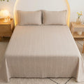Dream Weaverz Cloud-Cotton King Size Striped Bedsheet with 2 Pillow Covers, 220 TC|Beige