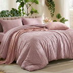 Dream Weaverz Jacquard Bedsheets King Size, 4-Piece Cotton Set Double King Bed | AC Comforter, Flat Sheet & 2 Matching Pillow Covers | Soft, Breathable & Skin-Friendly Self Design, Mauve