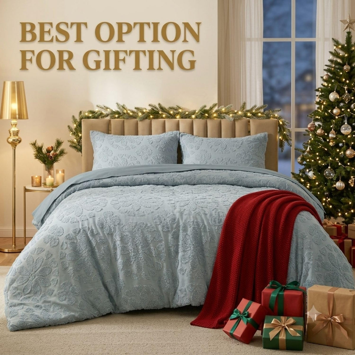 Dream Weaverz Jacquard Bedsheets King Size, 4-Piece Cotton Set Double King Bed | AC Comforter, Flat Sheet & 2 Matching Pillow Covers | Soft, Breathable & Skin-Friendly Self Design