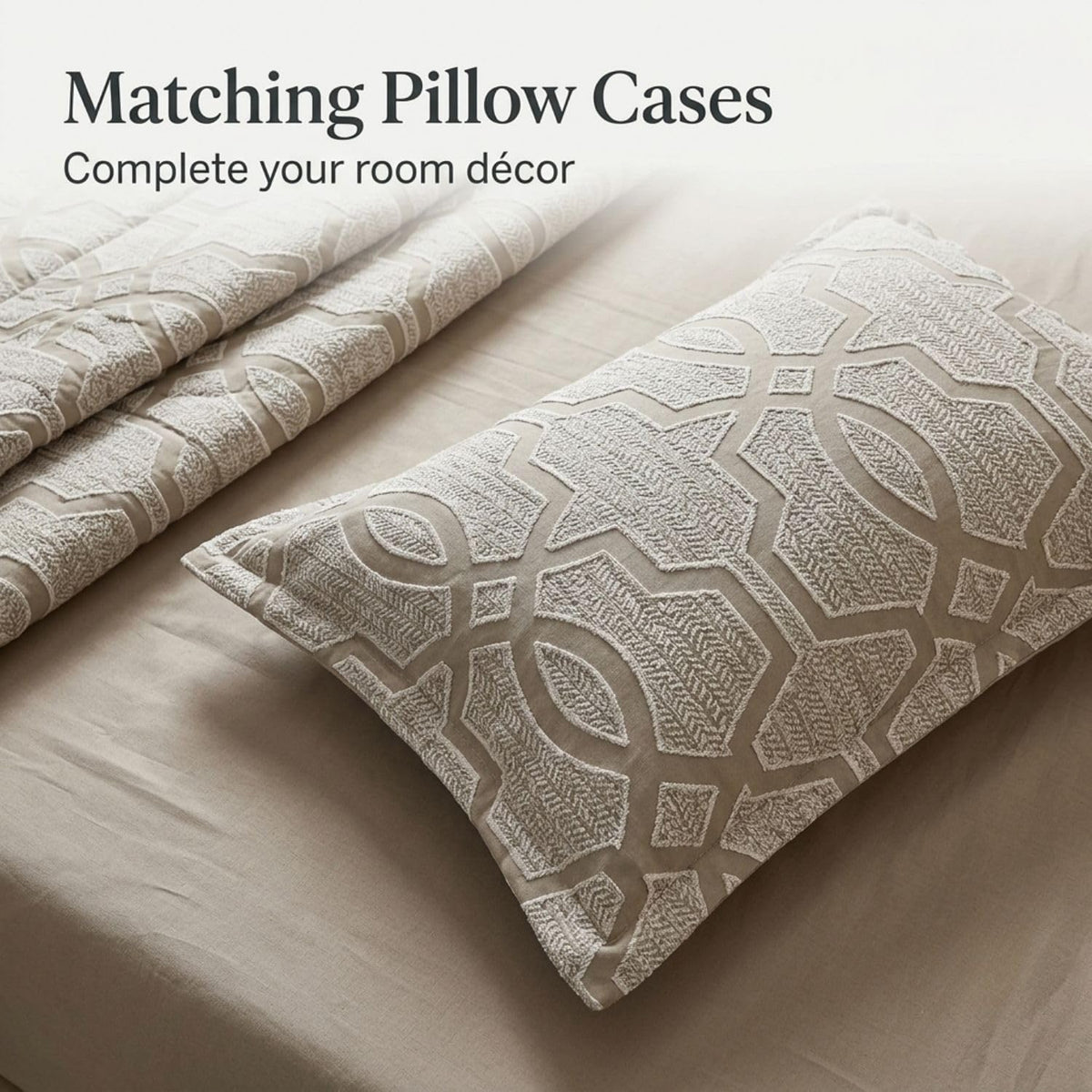 Dream Weaverz Jacquard Bedsheets King Size, 4-Piece Cotton Set Double King Bed | AC Comforter, Flat Sheet & 2 Matching Pillow Covers | Soft, Breathable & Skin-Friendly Self Design, Silver