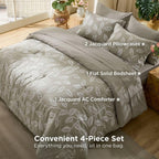 Dream Weaverz Jacquard Bedsheets King Size, 4-Piece Cotton Set Double King Bed | AC Comforter, Flat Sheet & 2 Matching Pillow Covers | Soft, Breathable & Skin-Friendly Self Design, Green