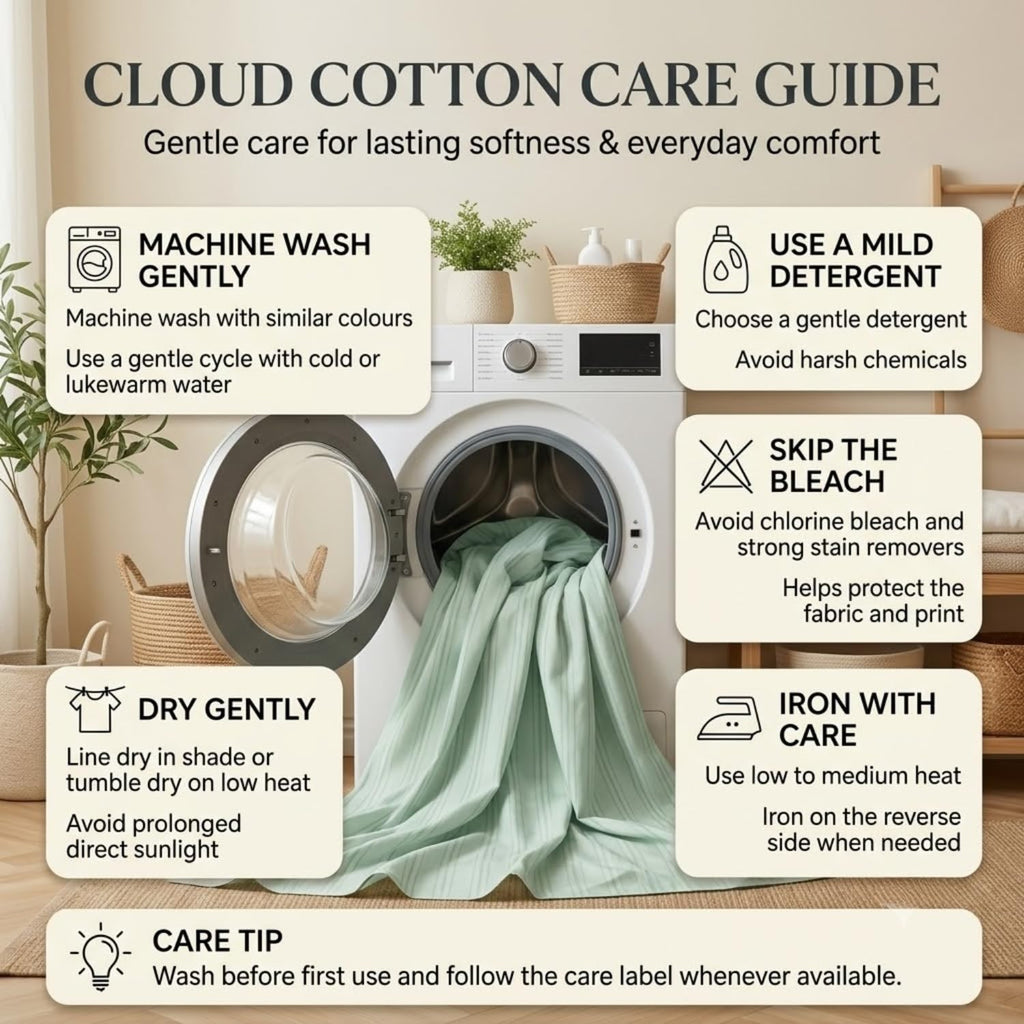 Dream Weaverz Cloud-Cotton King Size Striped Bedsheet with 2 Pillow Covers, 220 TC|Mint Green