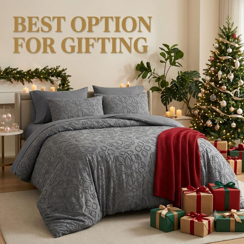 Dream Weaverz Jacquard Bedsheets King Size, 4-Piece Cotton Set Double King Bed | AC Comforter, Flat Sheet & 2 Matching Pillow Covers | Soft, Breathable & Skin-Friendly Self Design