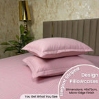 Dream Weaverz Cloud-Cotton King Size Striped Bedsheet with 2 Pillow Covers, 220 TC|Pink