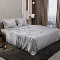 Dream Weaverz Satin Bedsheets King Size, 3-Piece Bedding Set 300 Thread Count Bedsheet & 2 Floral Lace Covers | Prevents Wrinkles, Tangles & Frizz | Retains Moisture, Silver