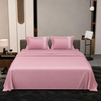 Dream Weaverz Satin Bedsheets King Size, 3-Piece Bedding Set 300 Thread Count Bedsheet & 2 Floral Lace Covers | Prevents Wrinkles, Tangles & Frizz | Retains Moisture, Pink