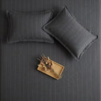 Dream Weaverz Cloud-Cotton King Size Striped Bedsheet with 2 Pillow Covers, 220 TC|Dark Grey
