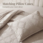 Dream Weaverz Jacquard Bedsheets King Size, 4-Piece Cotton Set Double King Bed | AC Comforter, Flat Sheet & 2 Matching Pillow Covers | Soft, Breathable & Skin-Friendly Self Design, Cream