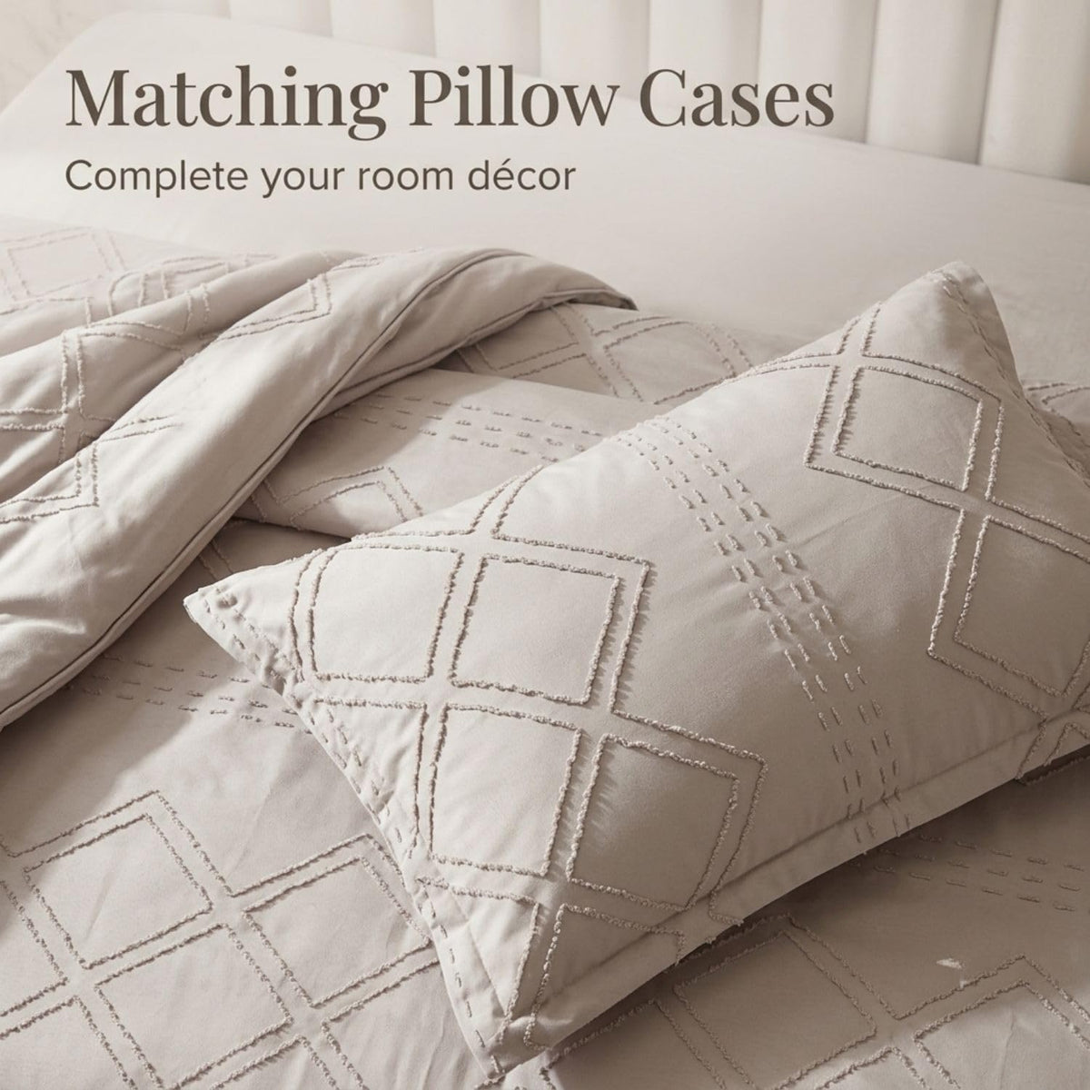 Dream Weaverz Jacquard Bedsheets King Size, 4-Piece Cotton Set Double King Bed | AC Comforter, Flat Sheet & 2 Matching Pillow Covers | Soft, Breathable & Skin-Friendly Self Design, Cream