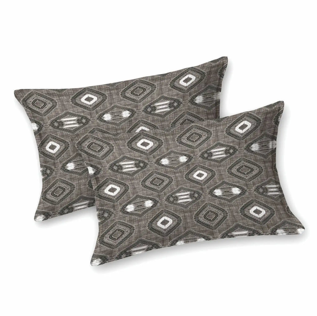 Dream Weaverz Cotton King Flat 220 TC Abstract 1 Bedsheet with 2 Pillow Covers (Grey-brown)