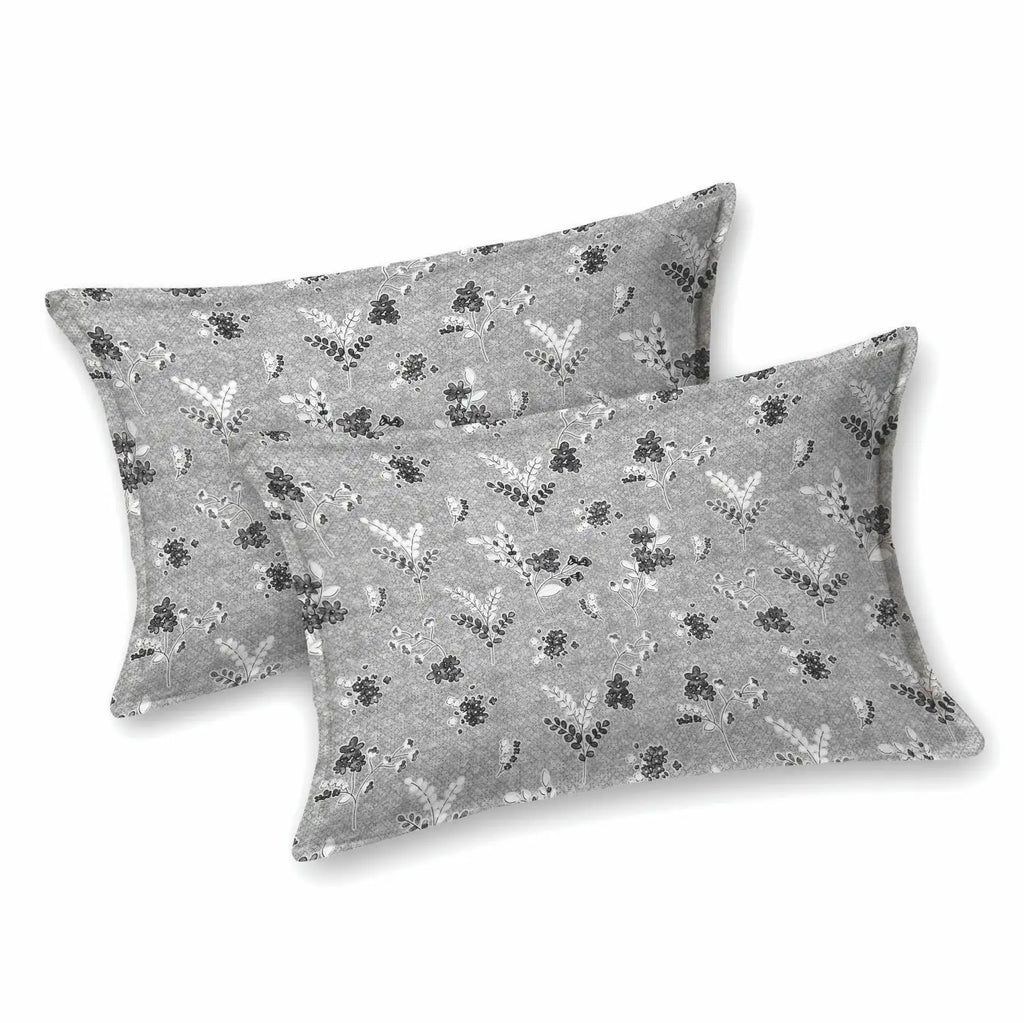 Dream Weaverz Cotton King Flat 220 TC Abstract 1 Bedsheet with 2 Pillow Covers (Dove Grey)