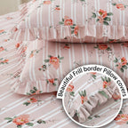Dream Weaverz Home Polycotton Double Fitted (Elastic) 260 TC Floral 1 Bedsheet with 2 Pillow Covers (Pink)