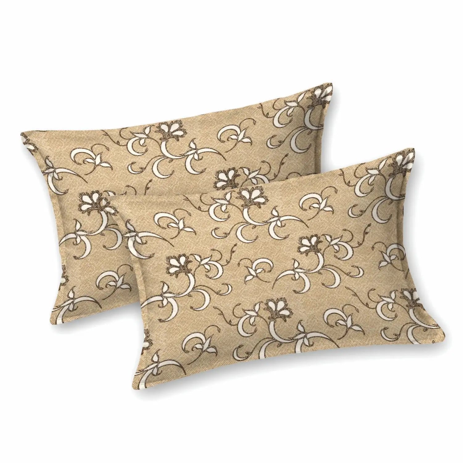 Dream Weaverz Cotton King Flat 220 TC Abstract 1 Bedsheet with 2 Pillow Covers (Beige -white)