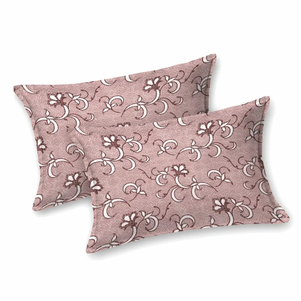 Dream Weaverz Cotton King Flat 220 TC Abstract 1 Bedsheet with 2 Pillow Covers (Mauve)