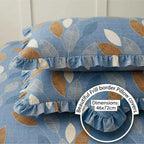 Dream Weaverz Home Polycotton Double Fitted (Elastic) 260 TC Abstract 1 Bedsheet with 2 Pillow Covers (Blue)