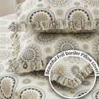Dream Weaverz Home Polycotton King Fitted (Elastic) 260 TC Abstract 1 Bedsheet with 2 Pillow Covers (Off white)