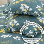 Dream Weaverz Home Polycotton King Fitted (Elastic) 260 TC Floral 1 Bedsheet with 2 Pillow Covers (Dark Green-White)