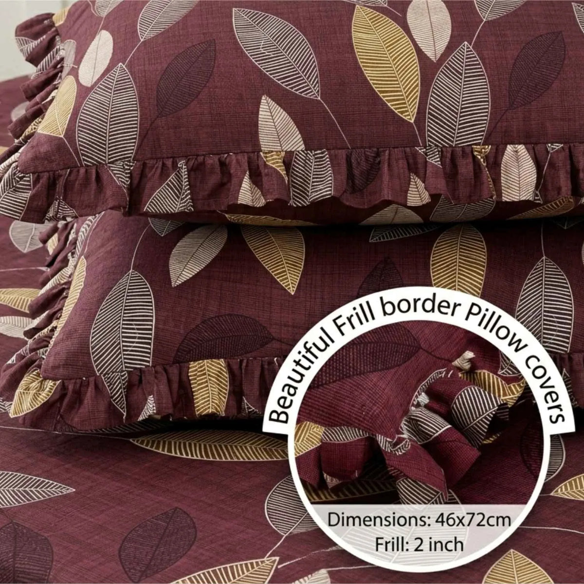 Dream Weaverz Home Polycotton Double Fitted (Elastic) 260 TC Abstract 1 Bedsheet with 2 Pillow Covers (Brown)