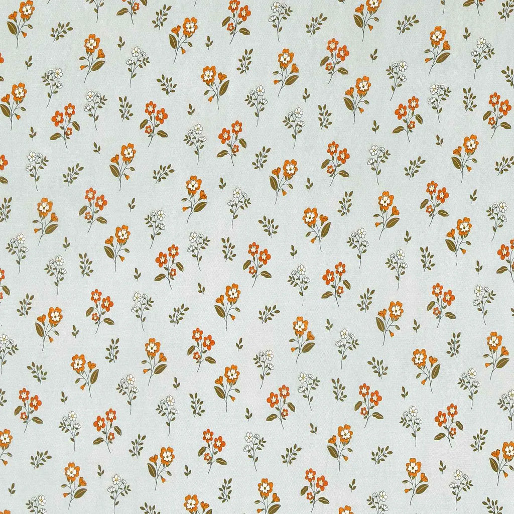 Dream Weaverz Cotton Super King Flat 220 TC Floral 1 Bedsheet with 2 Pillow Covers (Sky Blue-Orange)