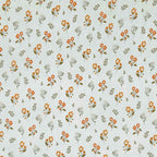Dream Weaverz Cotton Super King Flat 220 TC Floral 1 Bedsheet with 2 Pillow Covers (Sky Blue-Orange)