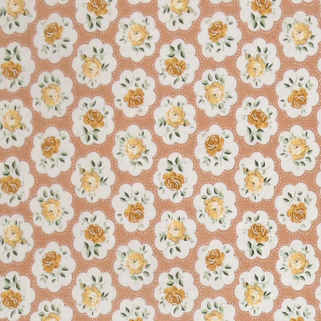 Dream Weaverz Cotton Super King Flat 220 TC Abstract 1 Bedsheet with 2 Pillow Covers (Peach-Yellow)