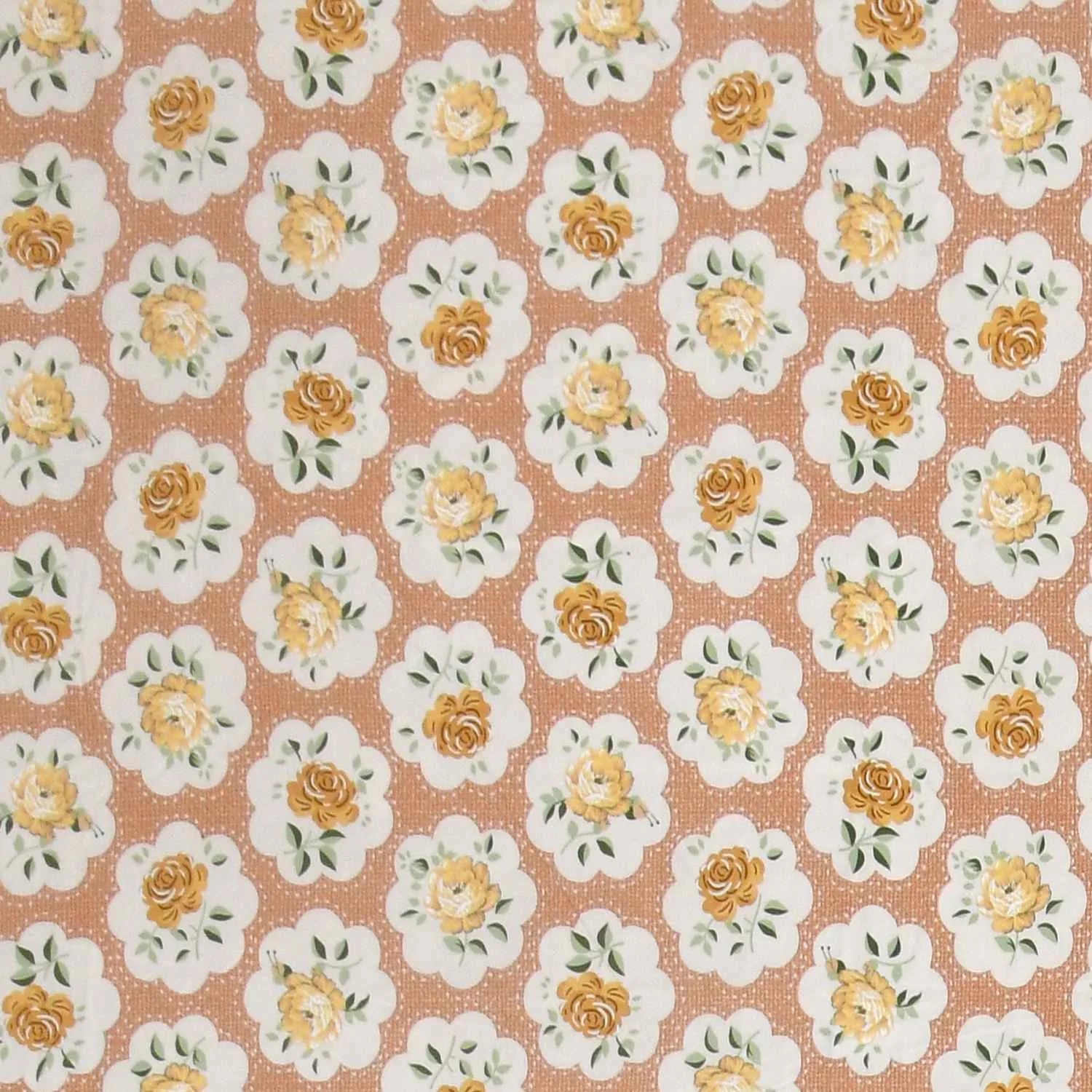 Dream Weaverz Cotton Super King Flat 220 TC Abstract 1 Bedsheet with 2 Pillow Covers (Peach-Yellow)