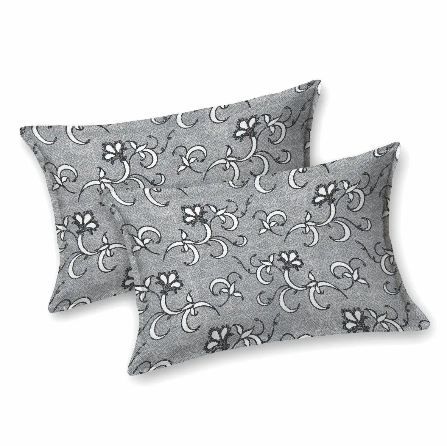 Dream Weaverz Cotton King Flat 220 TC Abstract 1 Bedsheet with 2 Pillow Covers (Grey)