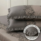 Dream Weaverz Home Polycotton Double Fitted (Elastic) 260 TC Abstract 1 Bedsheet with 2 Pillow Covers (Grey)