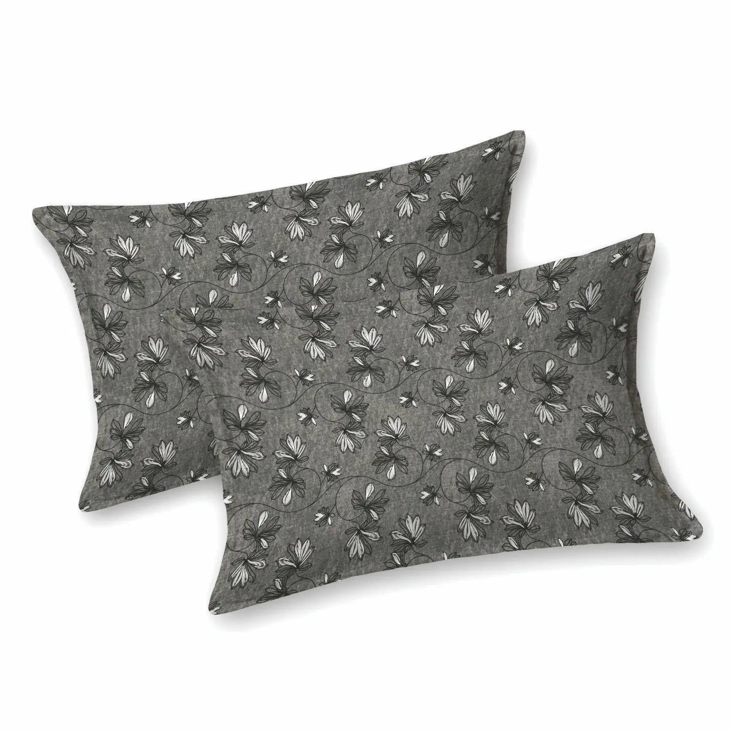 Dream Weaverz Cotton King Flat 220 TC Abstract 1 Bedsheet with 2 Pillow Covers (Charcoal grey)
