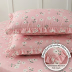 Dream Weaverz Home Polycotton King Fitted (Elastic) 260 TC Floral 1 Bedsheet with 2 Pillow Covers (Baby Pink)