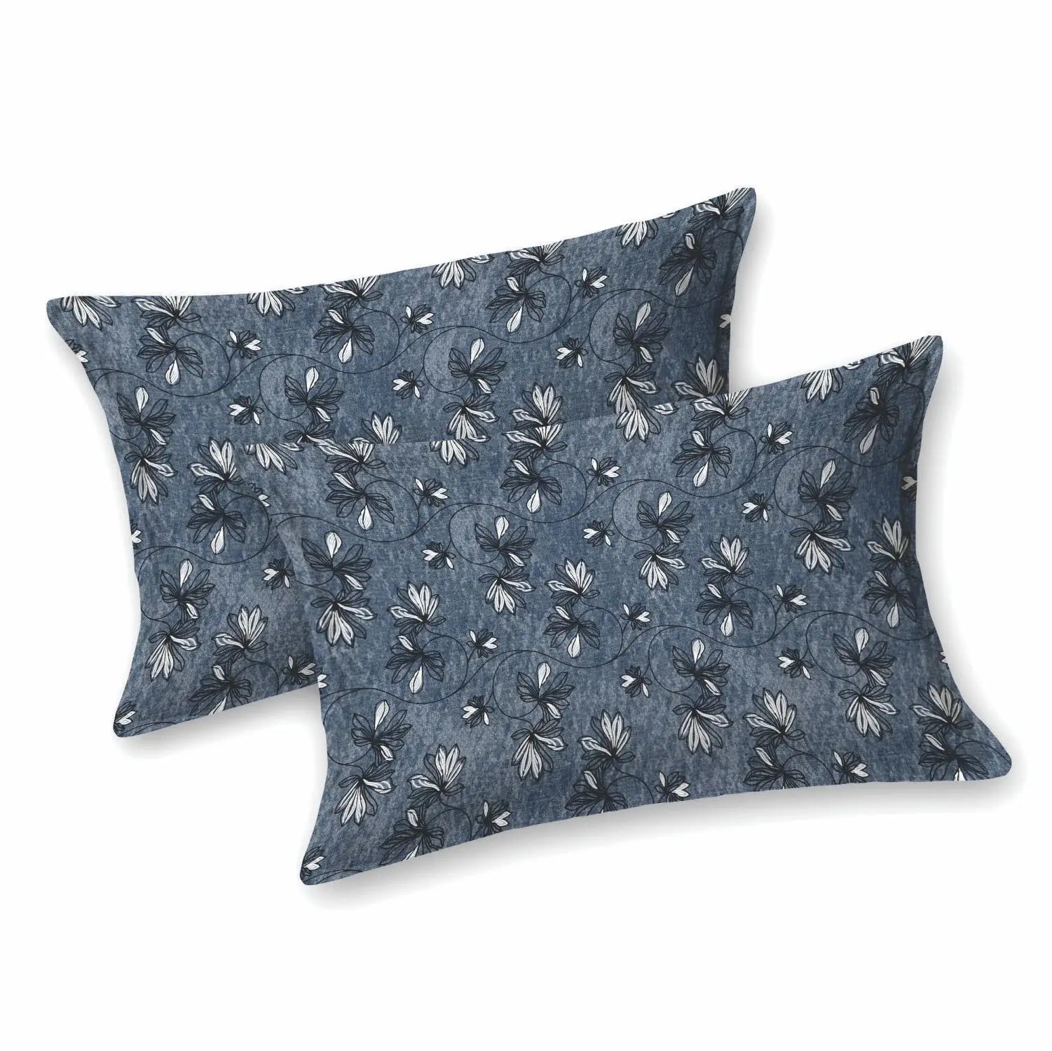 Dream Weaverz Cotton King Flat 220 TC Abstract 1 Bedsheet with 2 Pillow Covers (Deep blue)