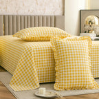 Dream Weaverz Home Polycotton (Flat) 260TC DoubleSIZE BEDSHEET(Yellow Check)