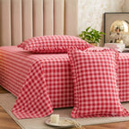 Dream Weaverz Home Polycotton (Flat) 260TC DoubleSIZE BEDSHEET(Red Check)