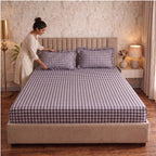 Dream Weaverz Home Polycotton (Fitted) 260TC DoubleSIZE BEDSHEET(Purple check)