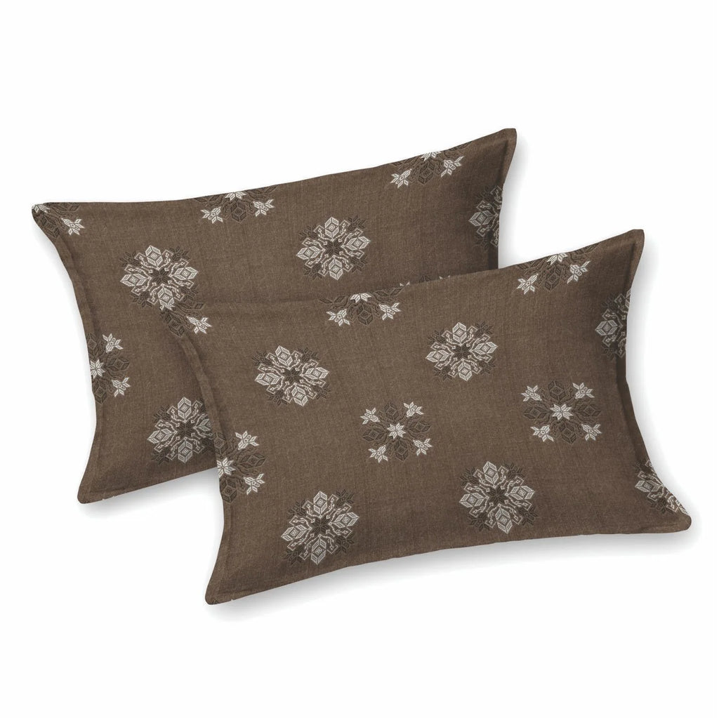 Dream Weaverz Cotton King Flat 220 TC Abstract 1 Bedsheet with 2 Pillow Covers (Dark brown)