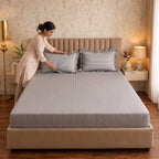 Dream Weaverz Home Polycotton (Fitted) 260TC DoubleSIZE BEDSHEET(Dark Grey Stripes)