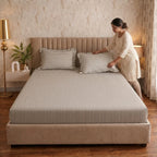 Dream Weaverz Home Polycotton (Fitted) 260TC DoubleSIZE BEDSHEET(Grey Stripes)