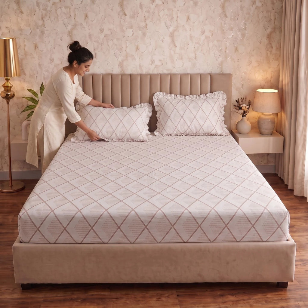 Dream Weaverz Home Polycotton (Fitted) 260TC DoubleSIZE BEDSHEET(White)