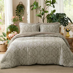 Dream Weaverz Jacquard Bedsheets King Size, 4-Piece Cotton Set Double King Bed | AC Comforter, Flat Sheet & 2 Matching Pillow Covers | Soft, Breathable & Skin-Friendly Self Design, Silver