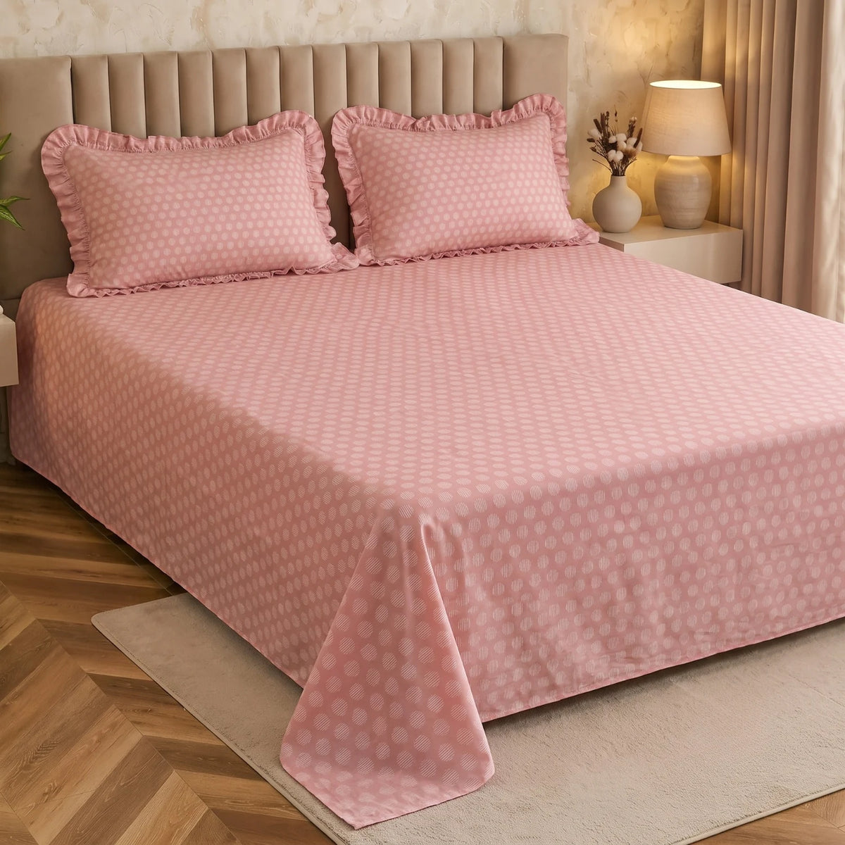 Dream Weaverz Home Polycotton (Flat) 260TC DoubleSIZE BEDSHEET(Pink)