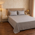 Dream Weaverz Home Polycotton (Flat) 260TC DoubleSIZE BEDSHEET(Dark Grey Stripes)
