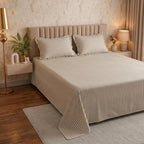 Dream Weaverz Home Polycotton (Flat) 260TC DoubleSIZE BEDSHEET(Grey Stripes)