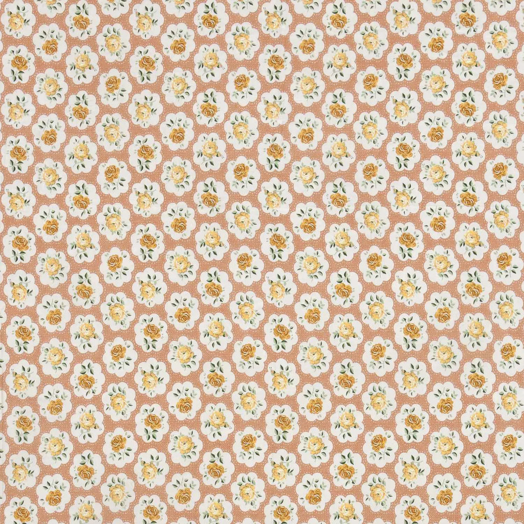 Dream Weaverz Cotton Super King Flat 220 TC Abstract 1 Bedsheet with 2 Pillow Covers (Peach-Yellow)