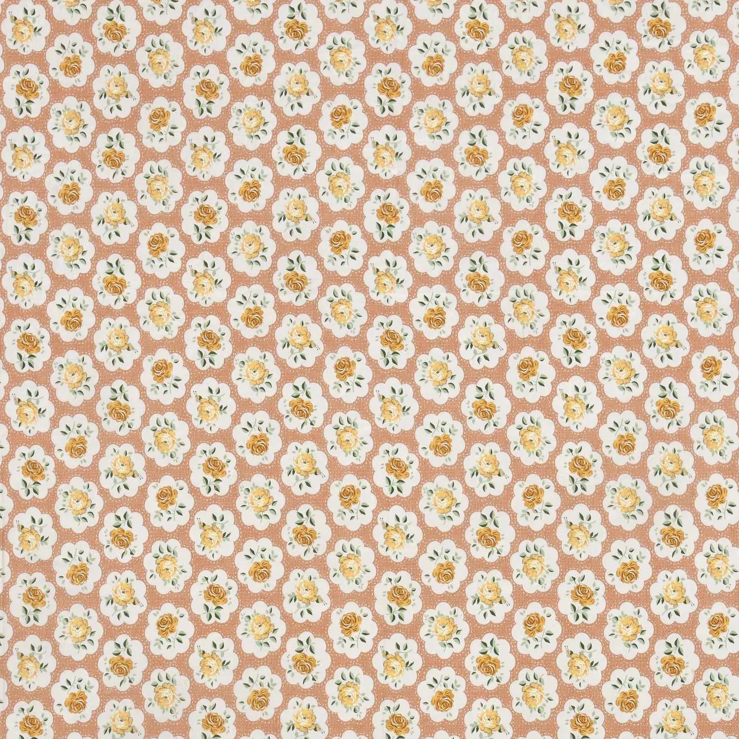 Dream Weaverz Cotton Super King Flat 220 TC Abstract 1 Bedsheet with 2 Pillow Covers (Peach-Yellow)