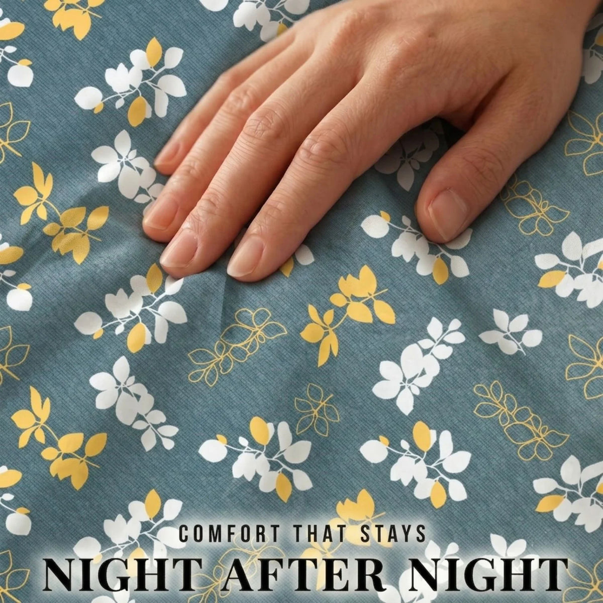Dream Weaverz Home Polycotton King Fitted (Elastic) 260 TC Floral 1 Bedsheet with 2 Pillow Covers (Dark Green-White)