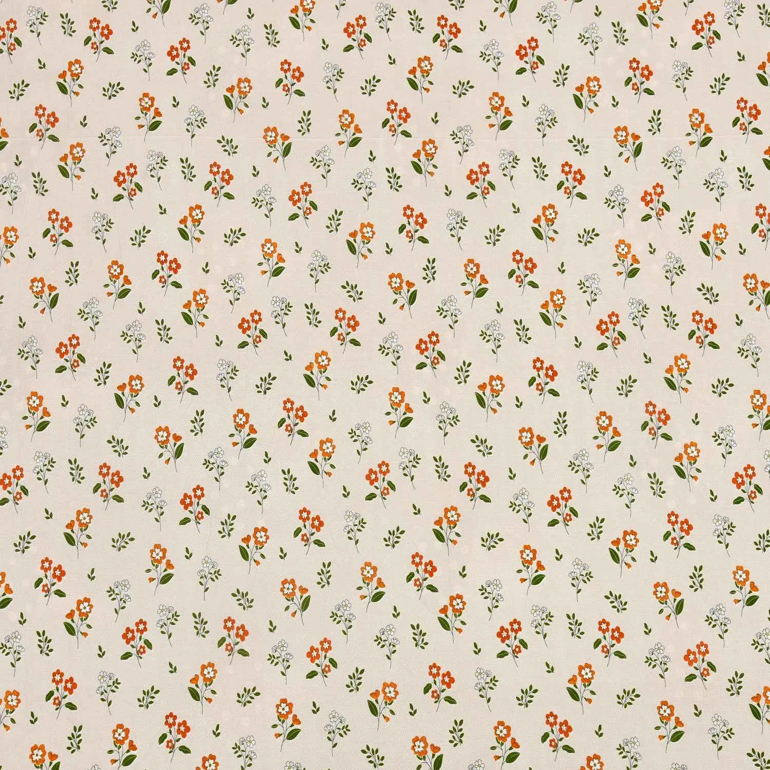 Dream Weaverz Cotton Super King Flat 220 TC Floral 1 Bedsheet with 2 Pillow Covers (Off White)