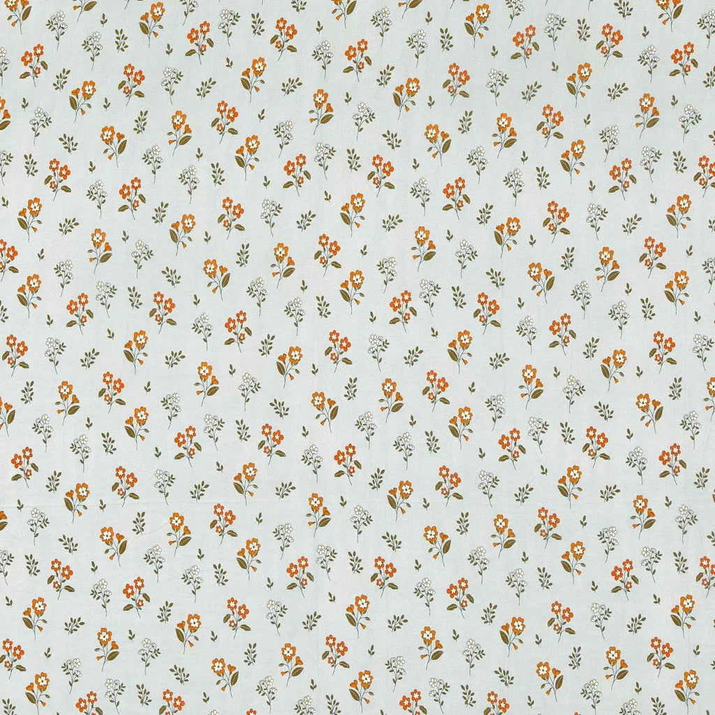 Dream Weaverz Cotton Super King Flat 220 TC Floral 1 Bedsheet with 2 Pillow Covers (Sky Blue-Orange)