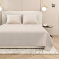Dream Weaverz Cotton Super King Flat 220 TC Abstract 1 Bedsheet with 2 Pillow Covers (Light Beige)